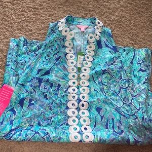 NWT Lilly Pulitzer Jane Shift Capri Teal Pop Up Tortuga Time Sz 6